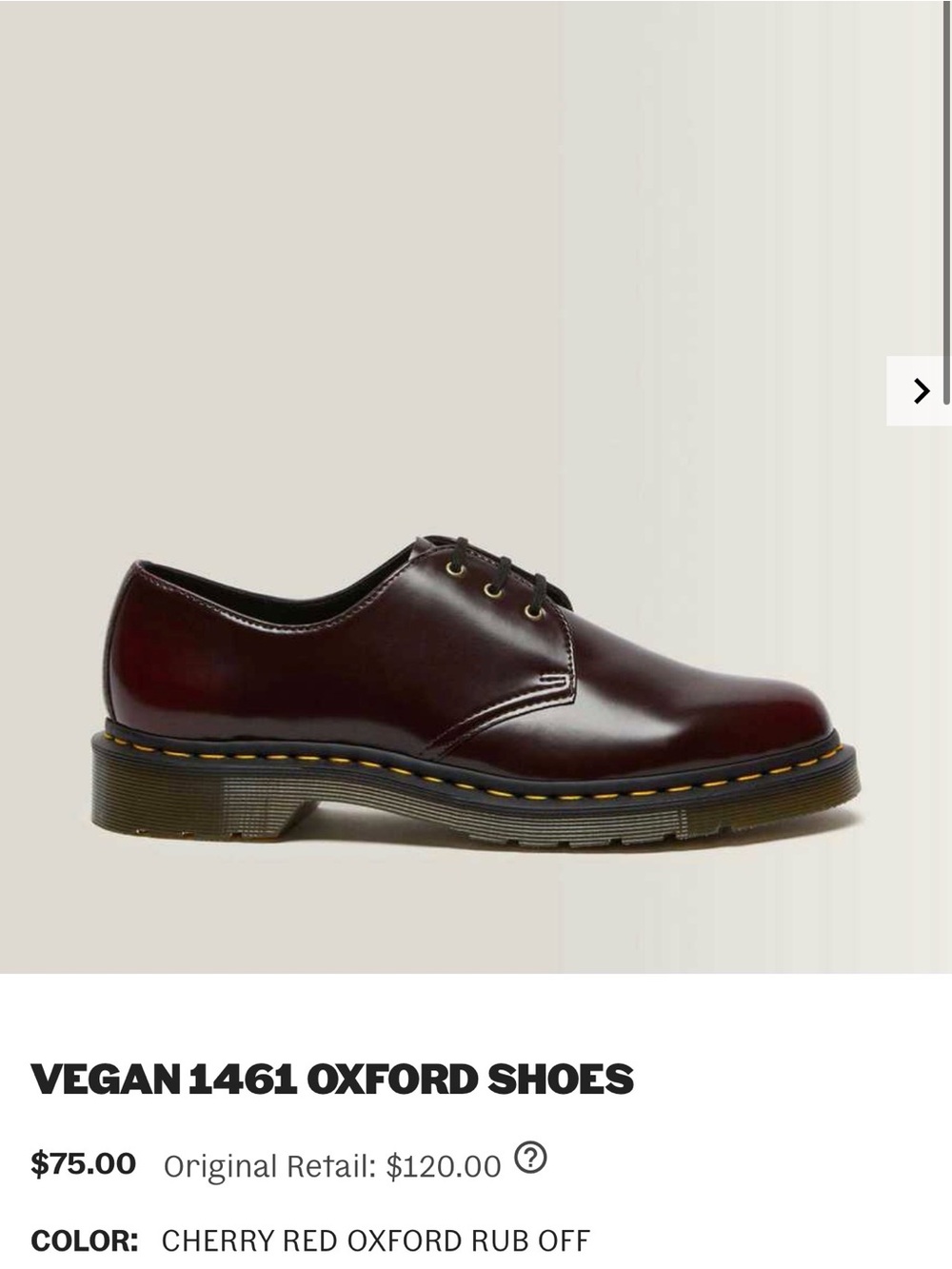 Dr. Martens Vegan 1461 Oxford in Cherry Red